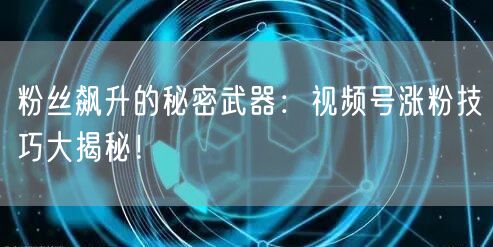 粉丝飙升的秘密武器：视频号涨粉技巧大揭秘！
